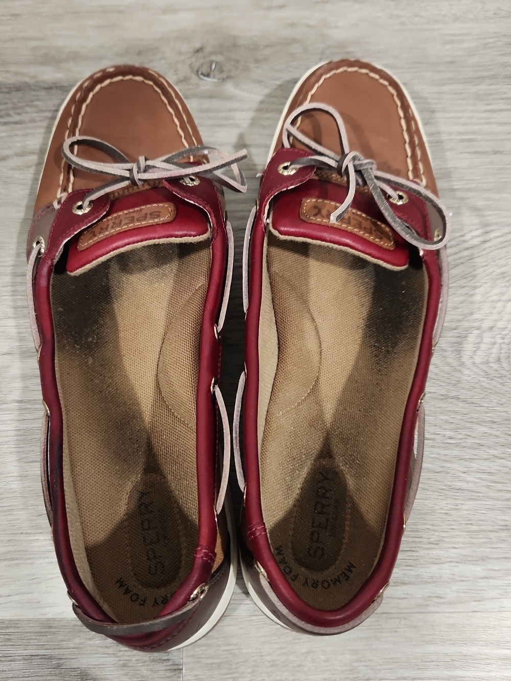 Sperry Top-Slider Anglefish Varsity Boat Shoes Womens Size 10 Brown Leather - Picture 7 of 7
